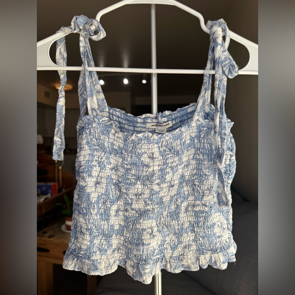 American Eagle Outfitters Blue and White tank
